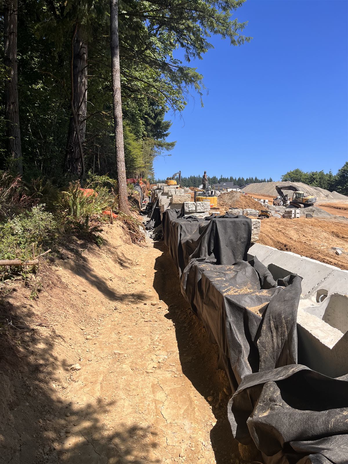 Green Mountain Verti-Block retaining wall, During install