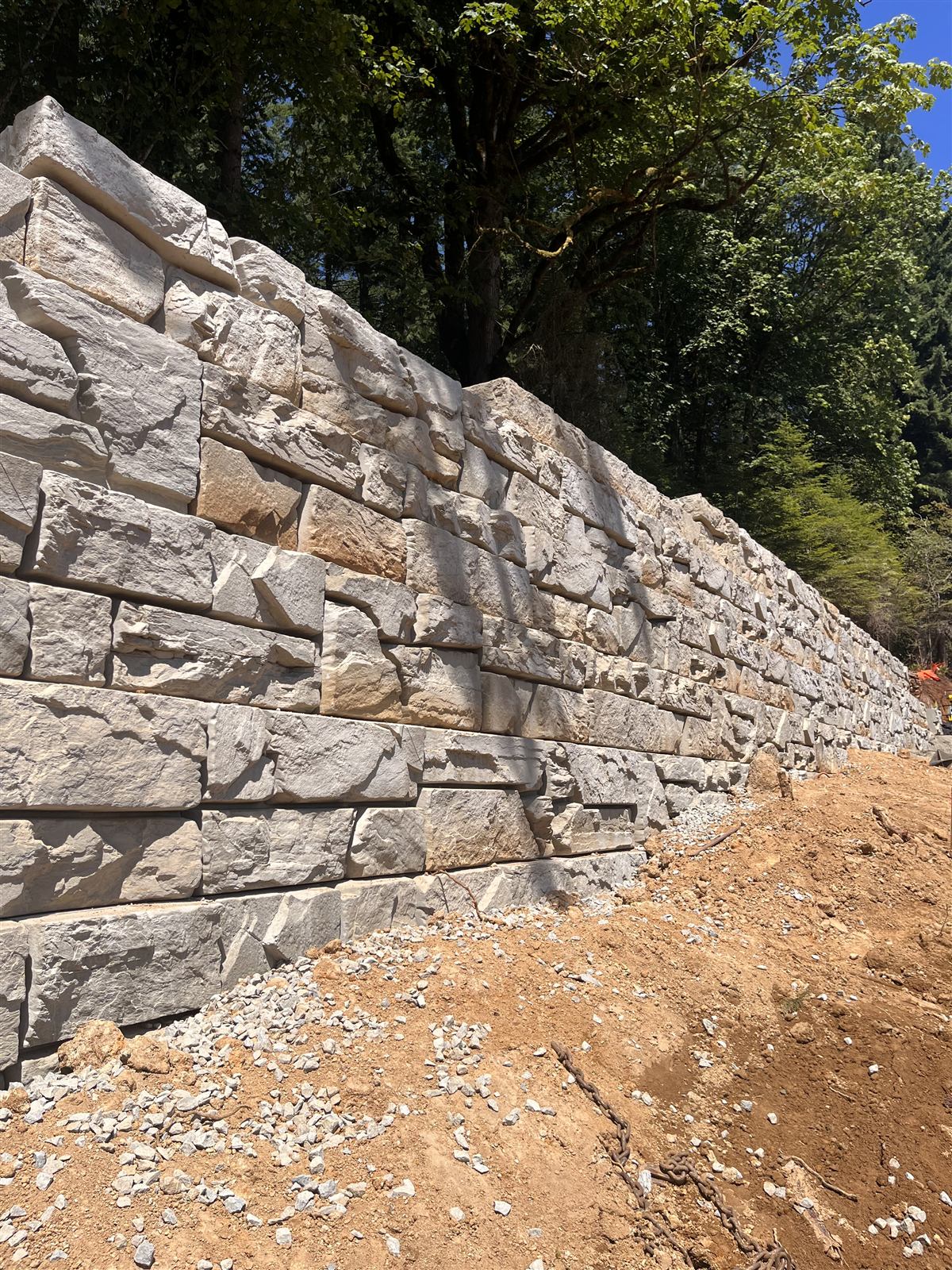 Green Mountain Verti-Block retaining wall, During install