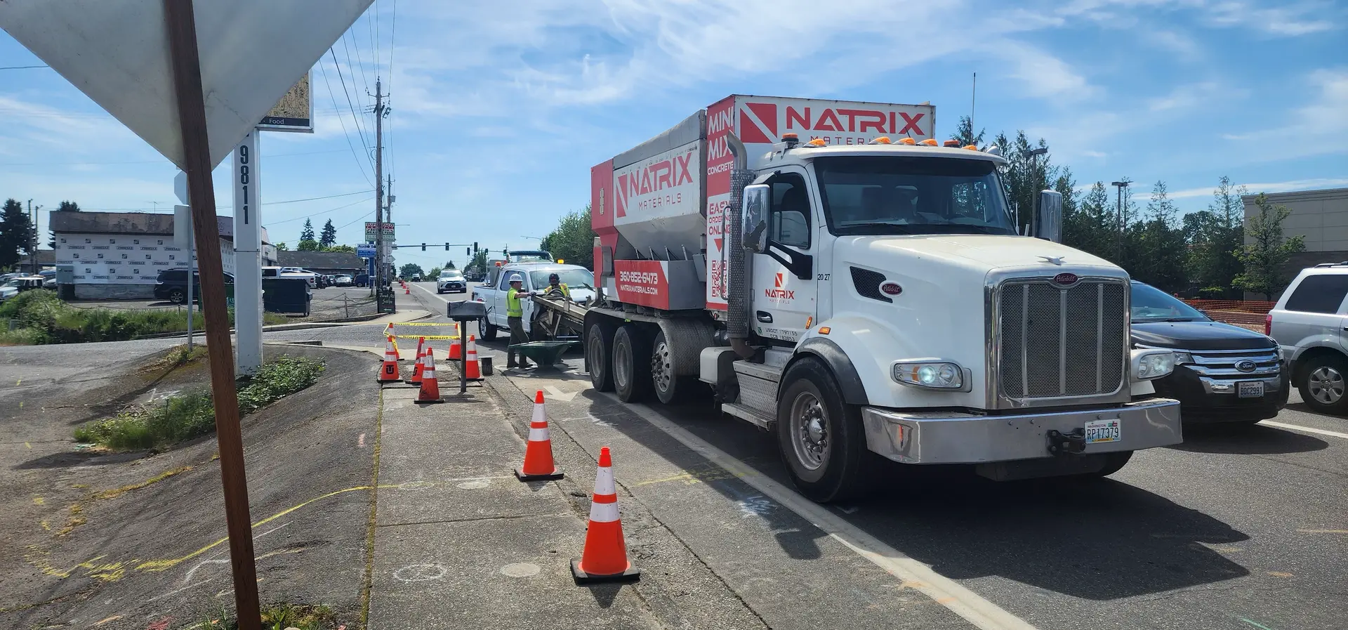Natrix volumetric concrete truck on a job site